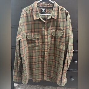 Hurley Olive and Orange Plaid Men's Shirt